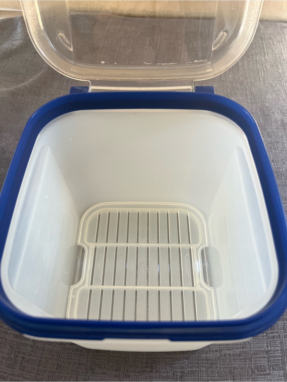 Tupperware White Container with Blue Seal and Clear Lid - Picture 3 of 13